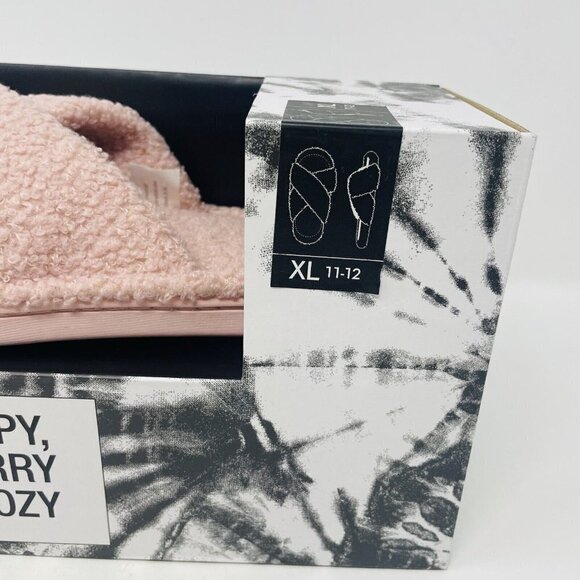 Jenni Womens 11/12 Faux-Sherpa Cross-Strap Slide Boxed Slippers Pink $35 158 - Picture 10 of 11